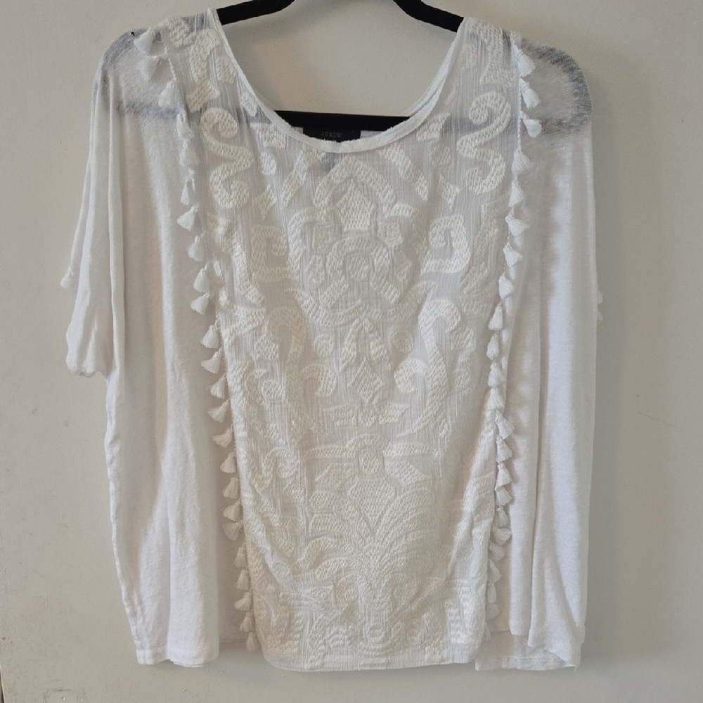 J. Crew White Textured Women's Blouse